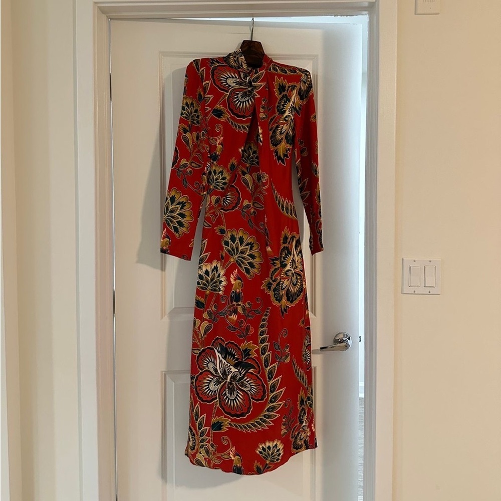 Farm Rio Red Maxi Floral Cutout Midi Dress - Picture 8 of 9